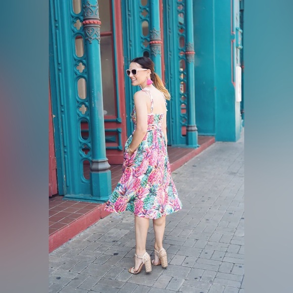 J. Crew Pineapple Tropical Resort Summer Dress Bloggers Favorite Size 14 Large - Picture 11 of 11